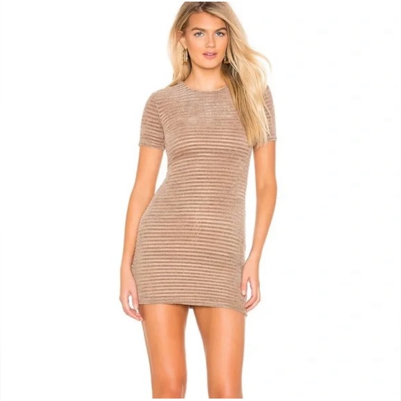 PRIVACY PLEASE Revolve Adele Bodycon Stretch Mini Dress in Hazlenut, Size M - Picture 2 of 9